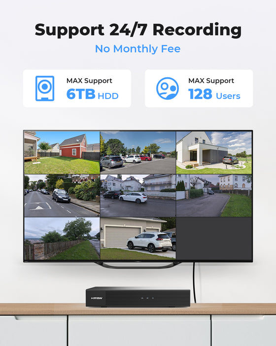 H.View 8 Kanäle 4K PoE NVR-Recorder 8MP ONVIF-Videorecorder