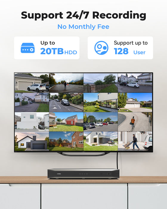 H.VIEW 16 Channels 4K 8MP PoE Security Camera System, Smart Dual Illumination, Audio Recording, Person Detection, HVK16-800S2+800S6-8MP