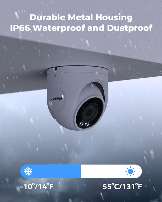 H.VIEW 8 Channels 5MP PoE Security Camera System, Smart Dual Illumination, Audio Recording, Person Detection, HVK8-500S6-5MP