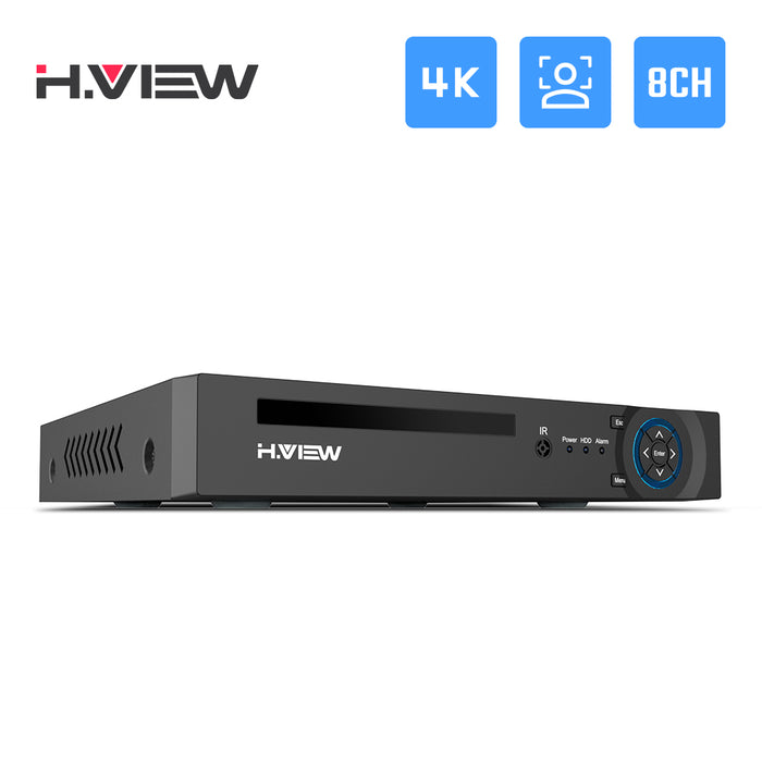 H.View 4K 8Ch Poe Nvr 8Mp Cctv Security System Face Detection H.265 Network Surveillance Audio Video Recorder xmeye Onvif