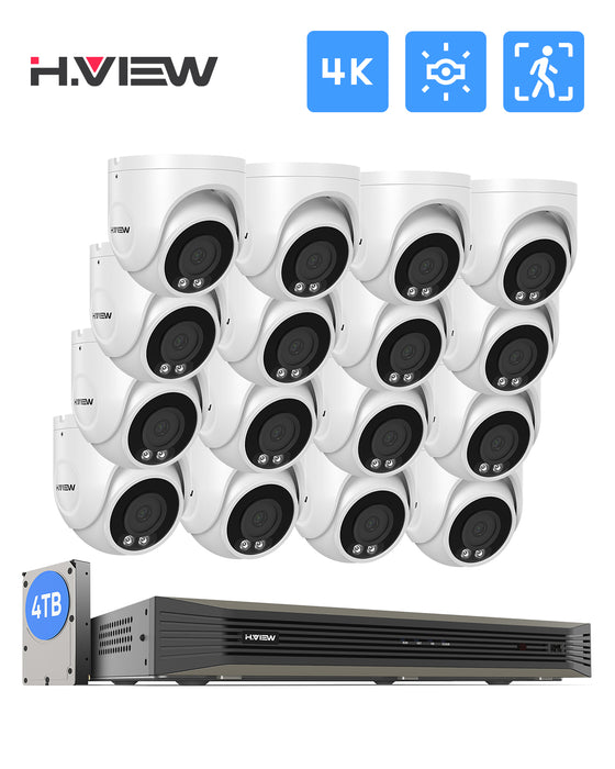 H.View 4K(8MP)Ultra HD 16チャンネルPOEセキュリティシステムのオーディオレコードドームカメラ