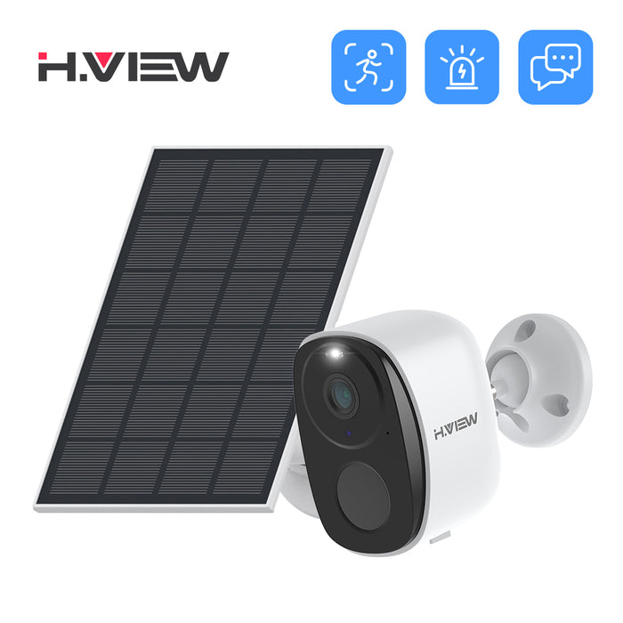 H.VIEW 2K 3MP Solar Camera Outdoor Wireless, Battery Camera for Home Security, Full Color Night Vision, Smart Detection, 3-Day Unlimited Recurring Free Cloud Storage, HV-BW4 Plus