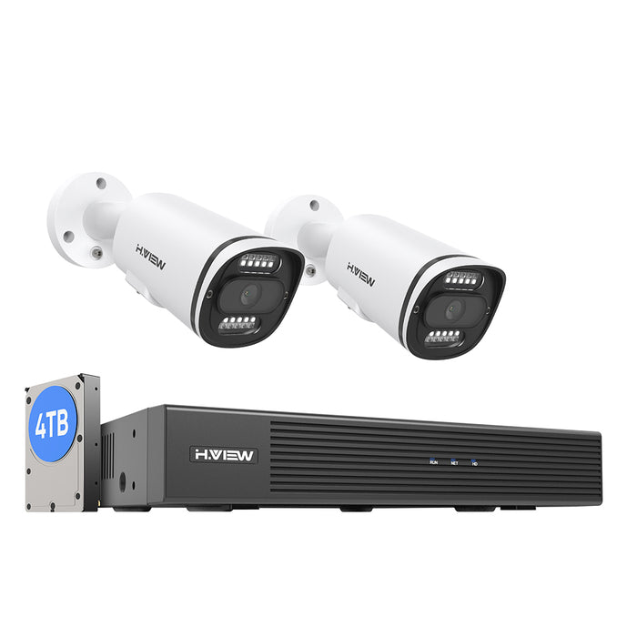 H.VIEW 8 Channels 4K 8MP PoE Security Camera System, Smart Dual Illumination, Two-Way Audio, Person Detection, HVK8-800S2-8MP