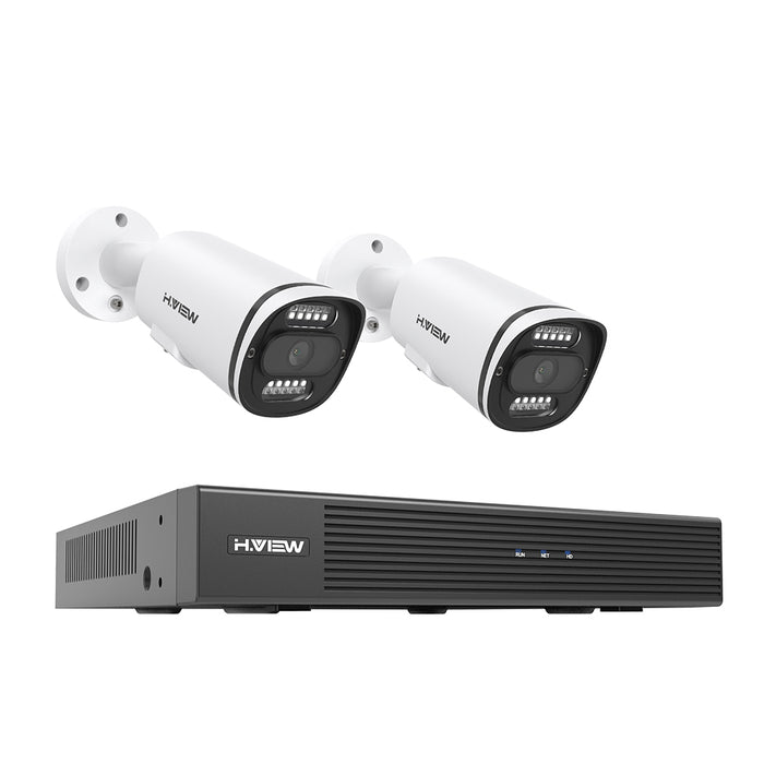 H.VIEW 8 Channels 4K 8MP PoE Security Camera System, Smart Dual Illumination, Two-Way Audio, Person Detection, HVK8-800S2-8MP