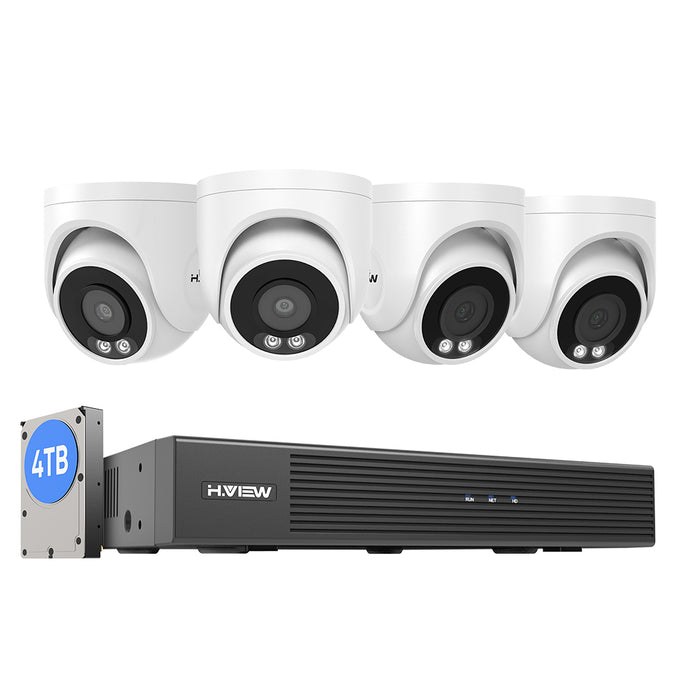 H.VIEW 8 Channels 4K 8MP PoE Security Camera System, Smart Dual Illumination, Audio Recording, Person Detection, HVK8-800S6-8MP