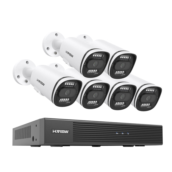 H.VIEW 8 Channels 5MP PoE Security Camera System, Smart Dual Illumination, Two-Way Audio, Person Detection, HVK8-500S2-5MP