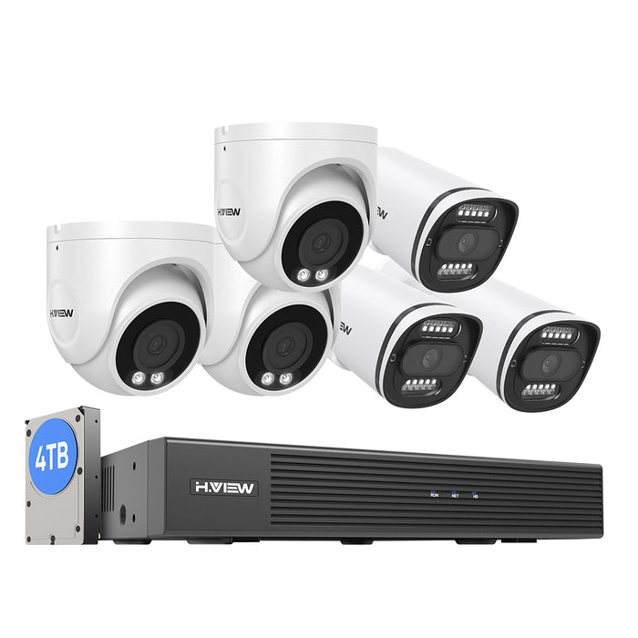 H.VIEW 8 Channels 5MP PoE Security Camera System, Smart Dual Illumination, Audio Recording, Person Detection, HVK8-500S2+500S6-5MP