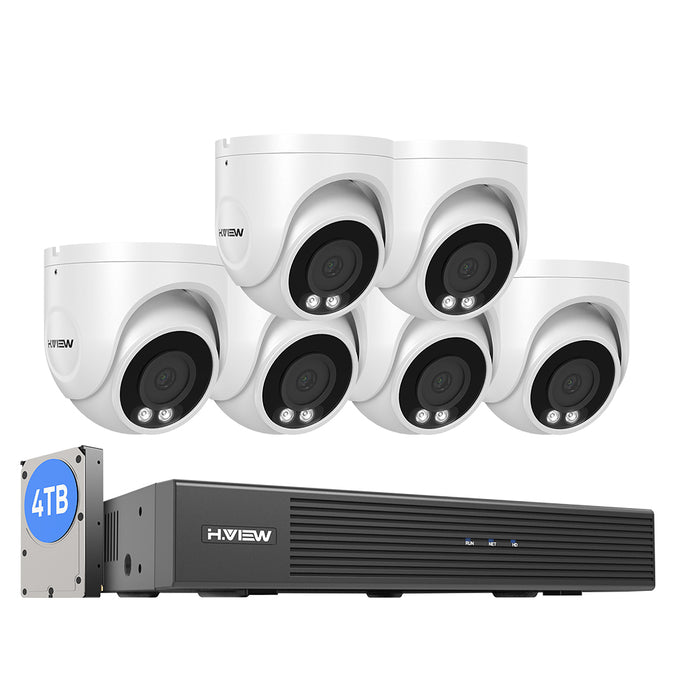 H.VIEW 8 Channels 5MP PoE Security Camera System, Smart Dual Illumination, Audio Recording, Person Detection, HVK8-500S6-5MP