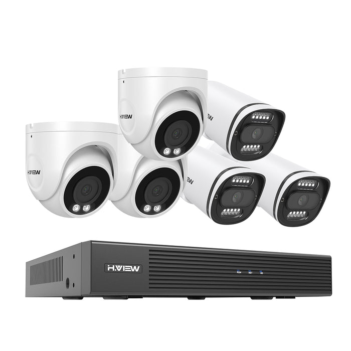 H.View 5MP Ultra HD 8-Kanäle Poe-Sicherheitssystem mit Audiokrott-Kuppel- und Kugelkameras