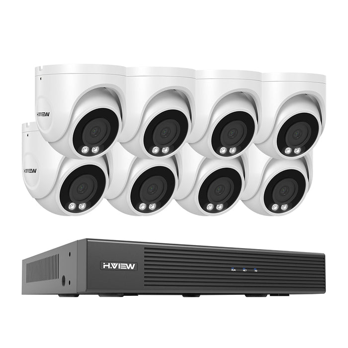 H.VIEW 8 Channels 5MP PoE Security Camera System, Smart Dual Illumination, Audio Recording, Person Detection, HVK8-500S6-5MP