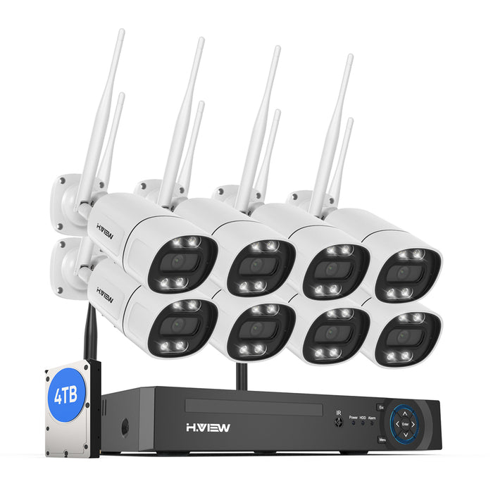 H.view 8CH 5mp Wireless CCTV System Kit NVR wifi Outdoor AI IP Two-Way Audio Camera Security System Video Surveillance Xmeye app