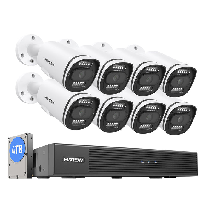 H.View 4K (8MP) Ultra HD 8-Kanäle PoE-Sicherheitssystem mit Audiokalzkameras