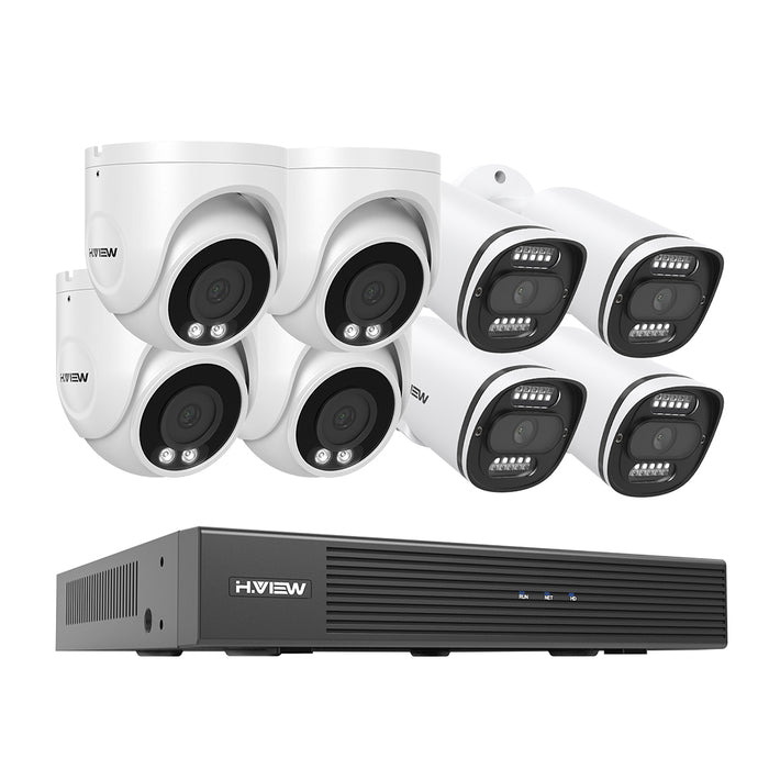 H.VIEW 8 Channels 4K 8MP PoE Security Camera System, Smart Dual Illumination, Audio Recording, Person Detection, HVK8-800S2+800S6-8MP