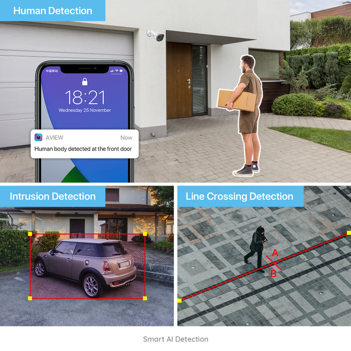 H.VIEW 8MP Ultra HD Security Camera, IP POE Network Camera, Full Color Night Vision, Smart H.265+, Bullet Weatherproof ip67, Built-in Mic, Human Detection