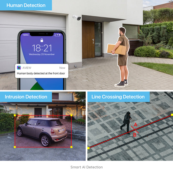 H.VIEW 8MP Ultra HD Security Camera, IP POE Network Camera, Full Color Night Vision, Smart H.265+, Dome Weatherproof IP67, Built-in Mic,Human Detection