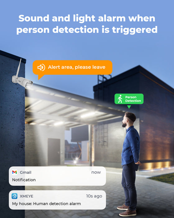 H.view 8CH 5mp Wireless CCTV System Kit NVR wifi Outdoor AI IP Two-Way Audio Camera Security System Video Surveillance Xmeye app