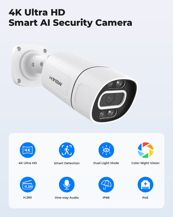 H.VIEW 5MP 8MP 4K IP Camera Spotlight Camera with Human Face Detection