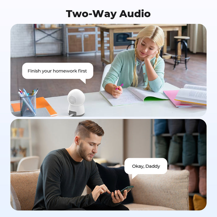 H.VIEW 2K 3MP PT Wi-Fi Indoor Camera for Baby & Pet Monitoring, Auto Tracking, Full Color Night Vision, Smart Detection, 2-Way Audio, Motion Spotlight, HV-QC3