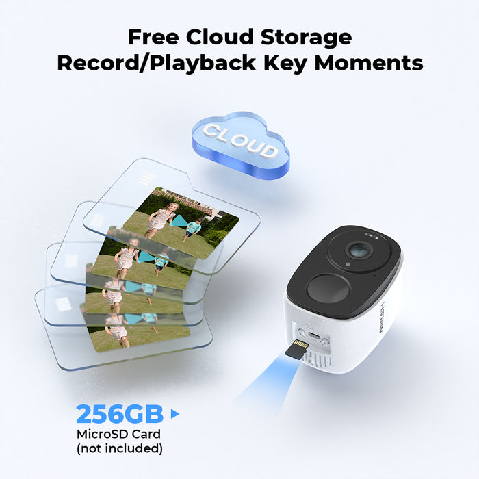 H.VIEW 2K 3MP Battery Camera Outdoor Wireless, Smart Detection, Full Color Night Vision, 2-Way Audio, 3-Day Unlimited Recurring Free Cloud Storage, HV-BW4
