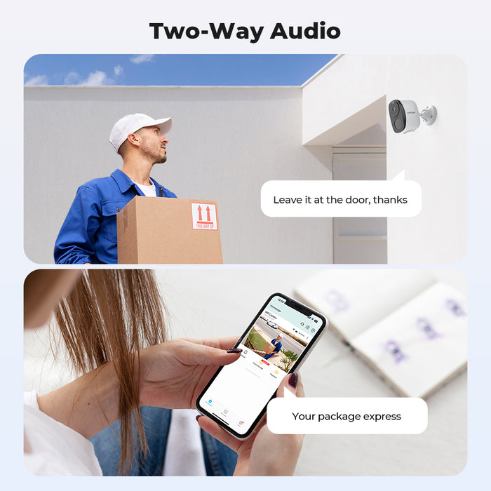 H.VIEW 2K 3MP Battery Camera Outdoor Wireless, Smart Detection, Full Color Night Vision, 2-Way Audio, 3-Day Unlimited Recurring Free Cloud Storage, HV-BW4