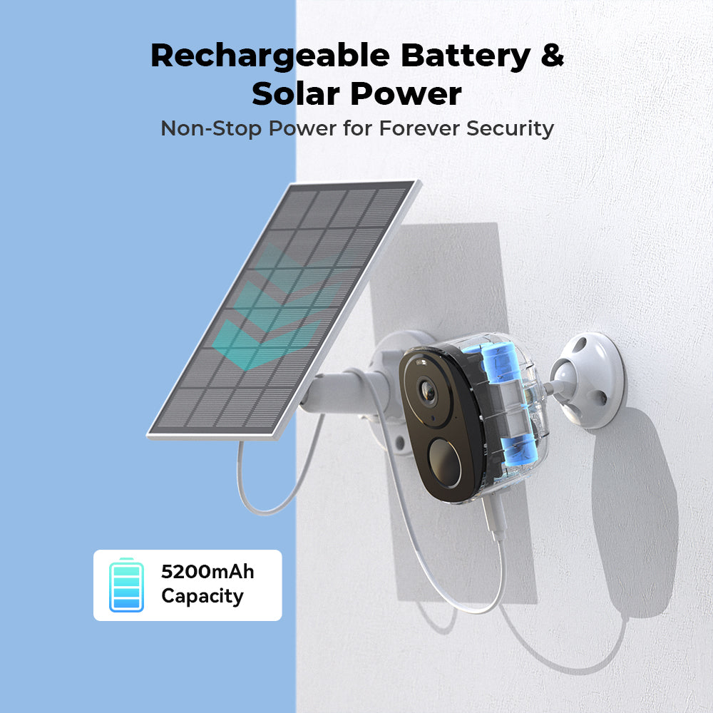H.VIEW 2K 3MP Solar Camera Outdoor Wireless, Battery Camera for Home Security, Full Color Night Vision, Smart Detection, 3-Day Unlimited Recurring Free Cloud Storage, HV-BW4 Plus