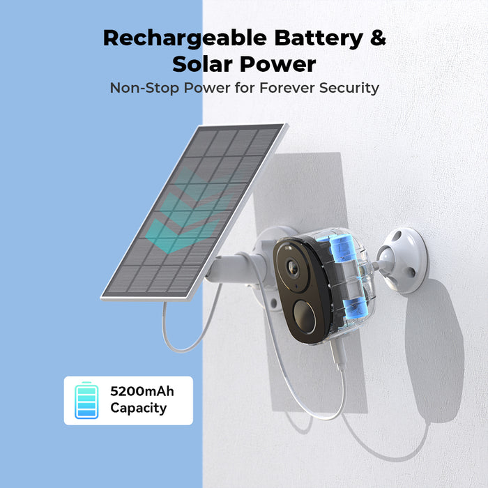 H.VIEW 2K 3MP Solar Camera Outdoor Wireless, Battery Camera for Home Security, Full Color Night Vision, Smart Detection, 3-Day Unlimited Recurring Free Cloud Storage, HV-BW4 Plus