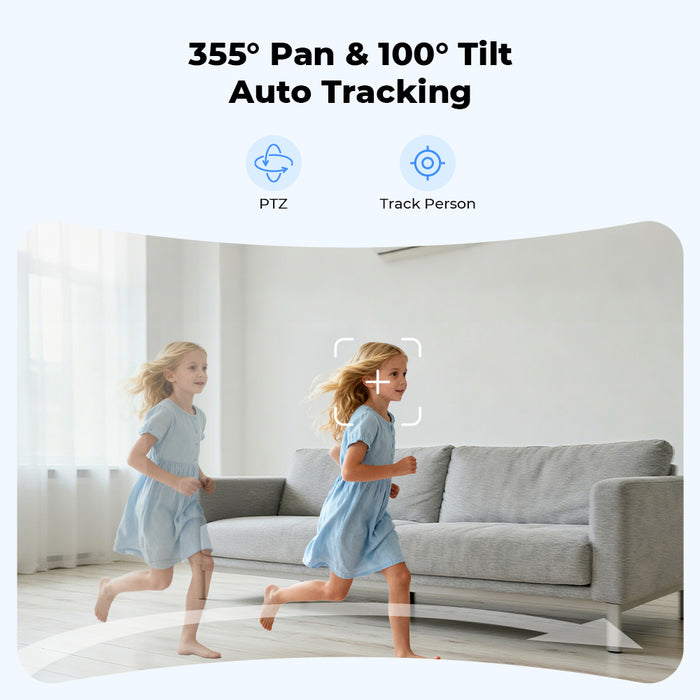 H.VIEW 2K 3MP PT Wi-Fi Indoor Camera for Baby & Pet Monitoring, Auto Tracking, Full Color Night Vision, Smart Detection, 2-Way Audio, Motion Spotlight, HV-QC3