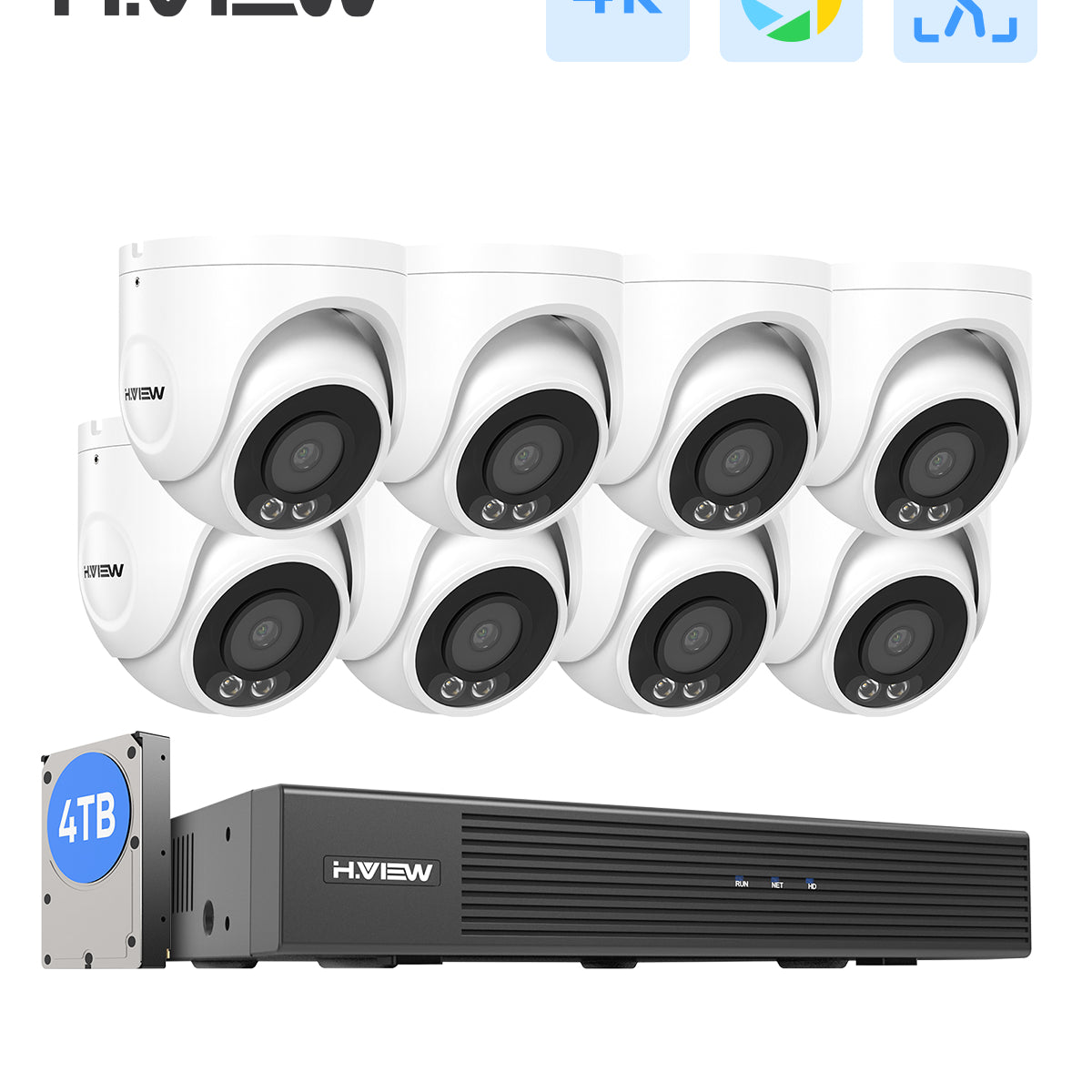 H.View Colorcam 4K（8MP）Ultra HD 8チャンネルPOEセキュリティ