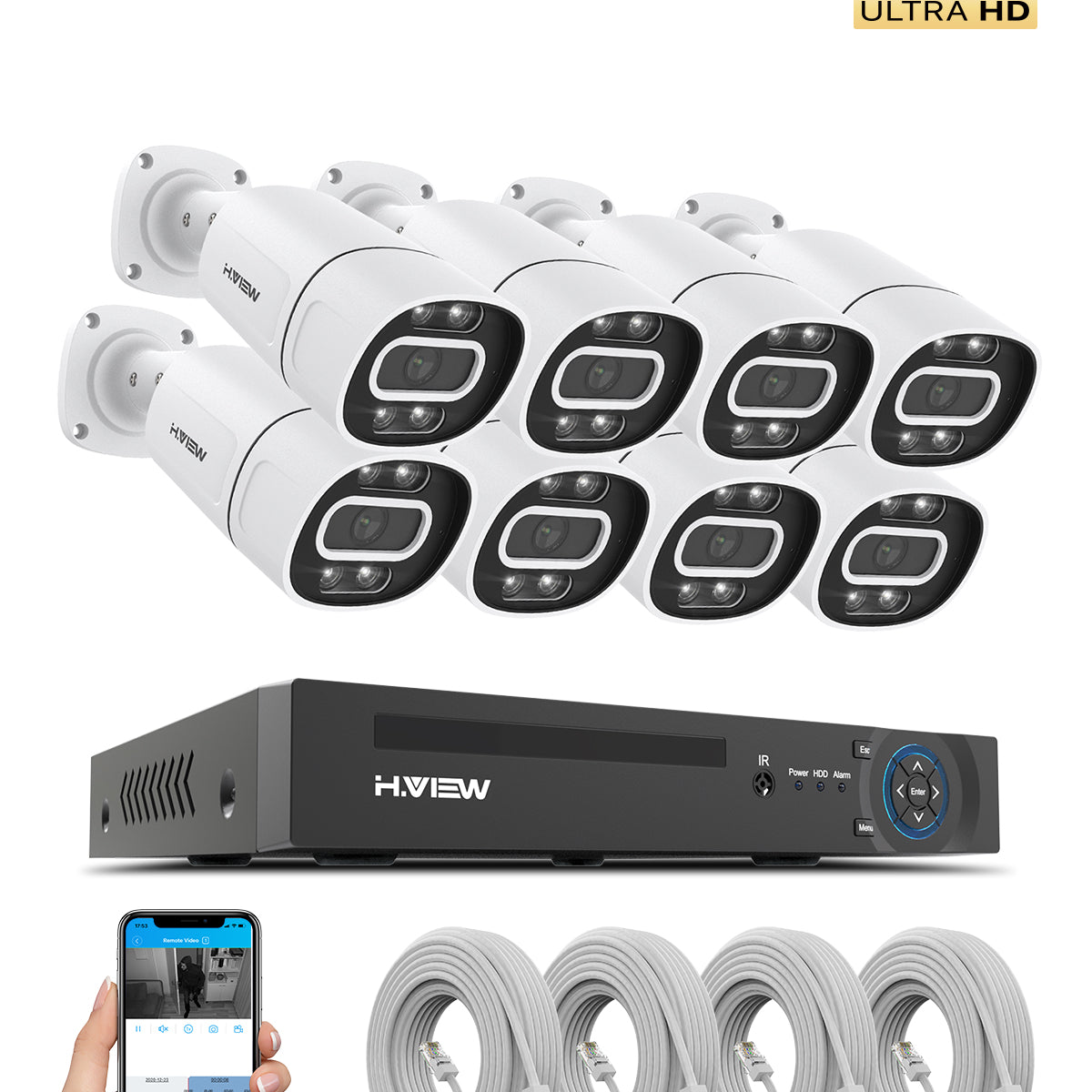 H.View 8CH 5MP/8MP CCTV Security Cameras System Home Video Surveillanc ...