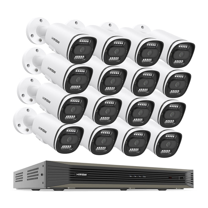 H.view 4k (8mp) Ультра HD 16-канальные Poe Security System с аудиозаписи пулевые камеры