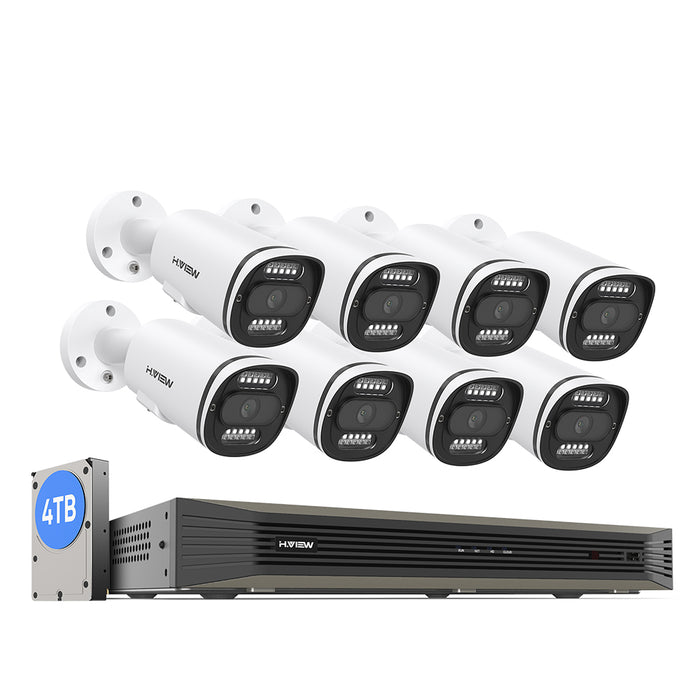 H.View 4K (8MP) Ultra HD 16-Kanäle PoE-Sicherheitssystem mit Audiokalzkameras