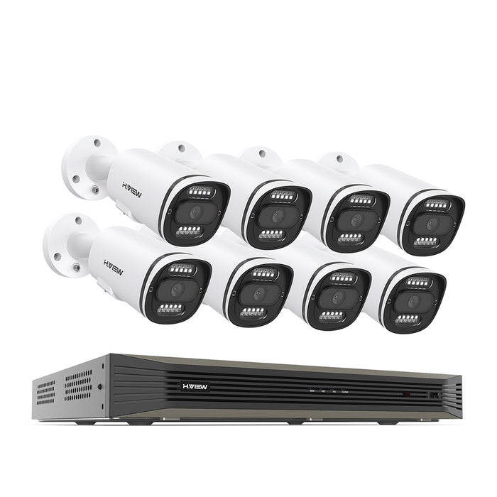 H.View 4K (8mp) Ultra HD 16 canaux POE Système de sécurité avec des caméras à balle audio