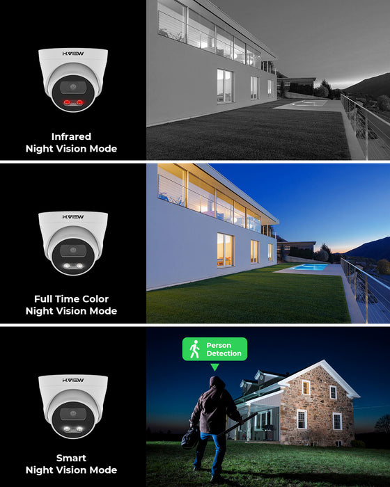H.View 8MP PoE IP Camera AI Face Detection 4K CCTV Security Camera Outdoor Dome Audio Video Surveillance Recorder XMEye app NVR