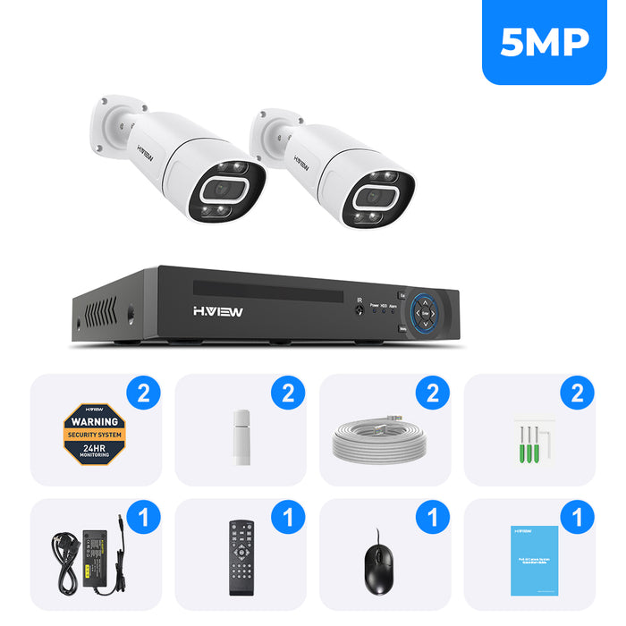 H. Betrachten von 8CH 5MP-PoE-Sicherheitssystem mit Spotlight-Kamera AI-Gesichtserkennung