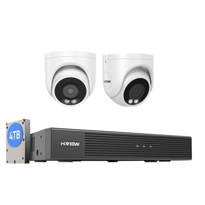H.View 4K (8MP) Ultra HD 8-Kanäle PoE-Sicherheitssystem mit Audiokalkendome-Kameras