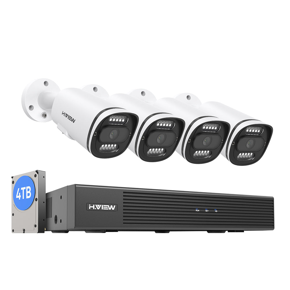 H.VIEW 8 Channels 4K 8MP PoE Security Camera System, Smart Dual Illumination, Two-Way Audio, Person Detection, HVK8-800S2-8MP