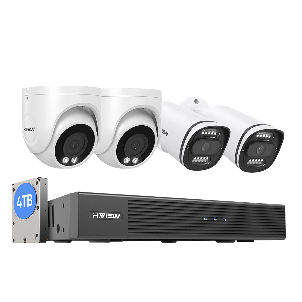 H.VIEW 8 Channels 4K 8MP PoE Security Camera System, Smart Dual Illumination, Audio Recording, Person Detection, HVK8-800S2+800S6-8MP
