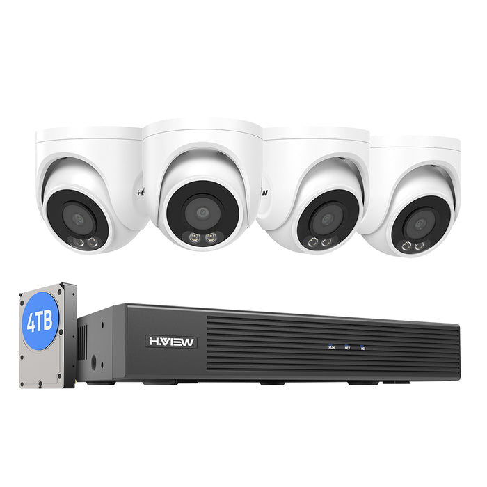 H.VIEW 8 Channels 4K 8MP PoE Security Camera System, Color Night Vision, Audio Recording, Person Detection, HVK8-800E6A5-8MP
