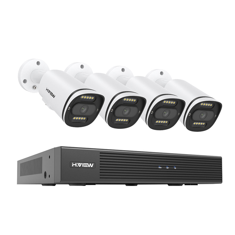 H.VIEW 8 Channels 4K 8MP PoE Security Camera System, Color Night Visio ...