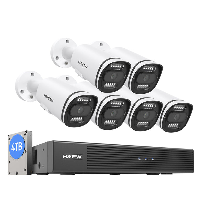 H.View 4K (8mp) Ultra HD 8 canaux Système de sécurité POE avec des caméras à balle audio