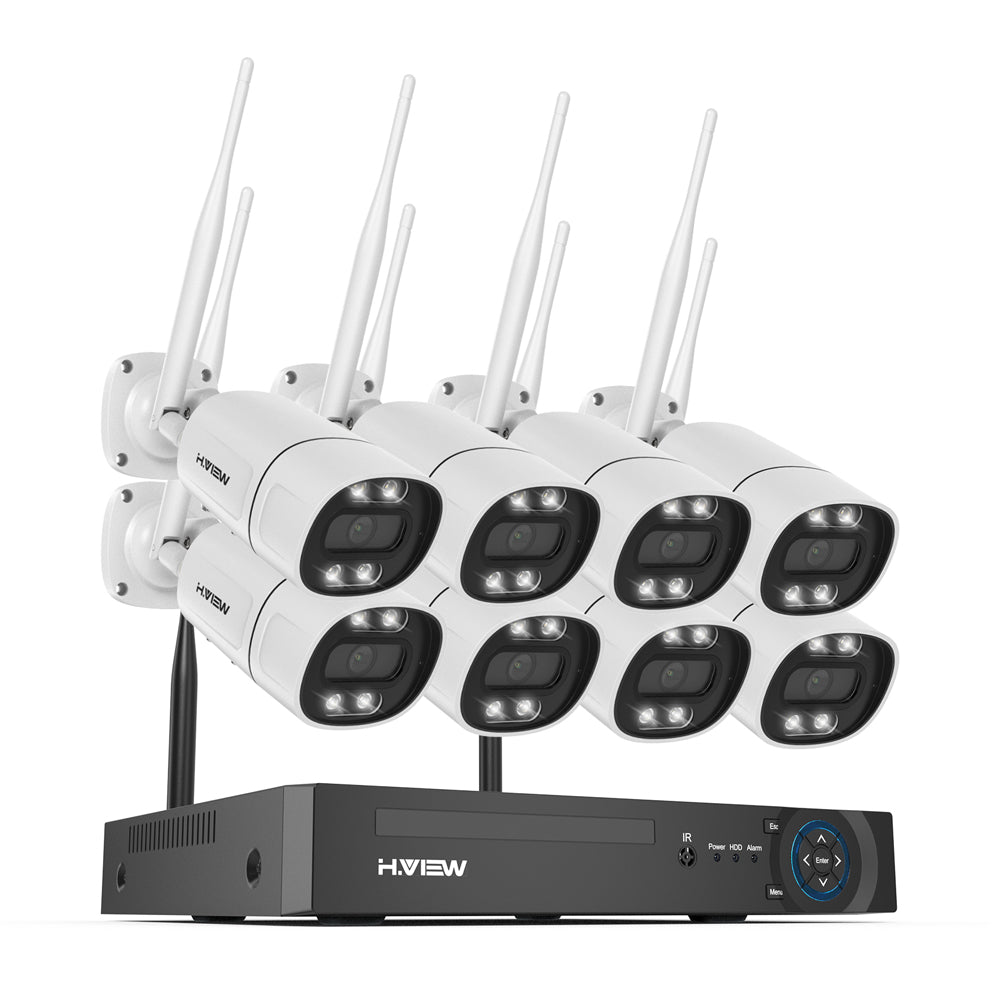 H.view 8CH 5mp Wireless CCTV System Kit NVR wifi Outdoor AI IP Two-Way Audio Camera Security System Video Surveillance Xmeye app