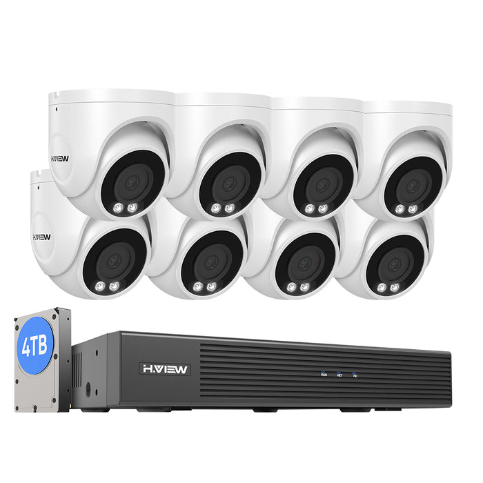 H.VIEW 8 Channels 5MP PoE Security Camera System, Smart Dual Illumination, Audio Recording, Person Detection, HVK8-500S6-5MP