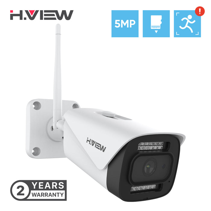 H.VIEW 5MP IP WiFi Security Camera , Smart H.265+, Built-in Mic, Snapshot Alarm, Wide Angle, WiFi Network Camera, Human Detection, Support Up to 256GB Micro SD Card(HV-WF500A1)