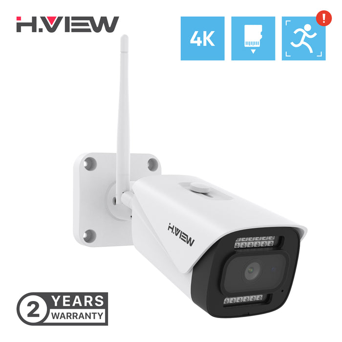 H.VIEW 8MP IP WiFi Security Camera , Smart H.265+, Built-in Mic, Snapshot Alarm, Wide Angle, WiFi Network Camera, Human Detection, Support Up to 256GB Micro SD Card(HV-WF800A1